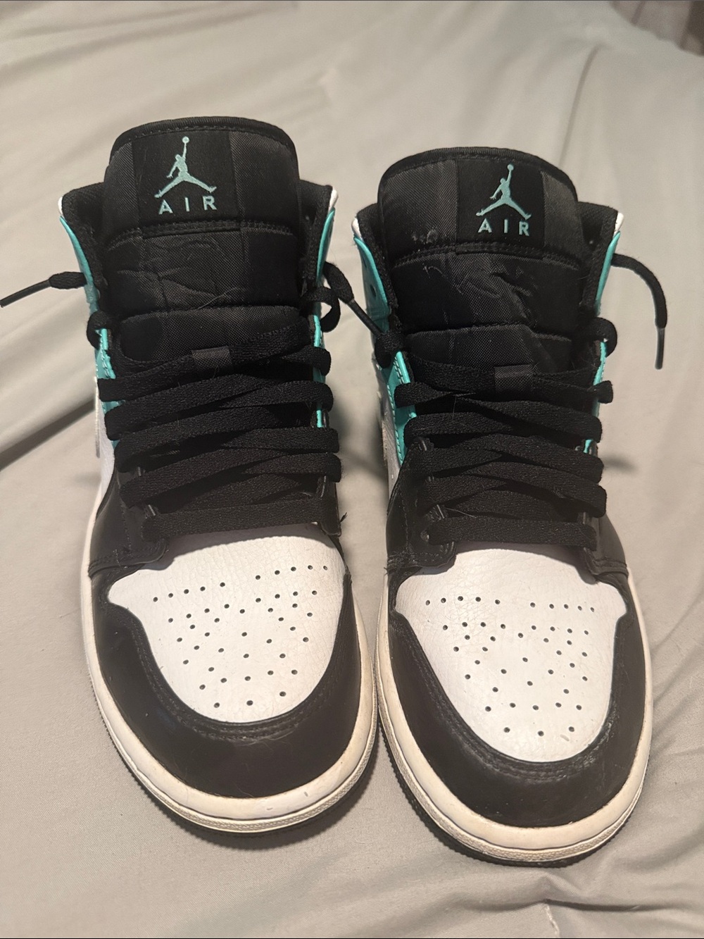Nike Kids High-Top Sneakers in Black, White and Teal Accent
